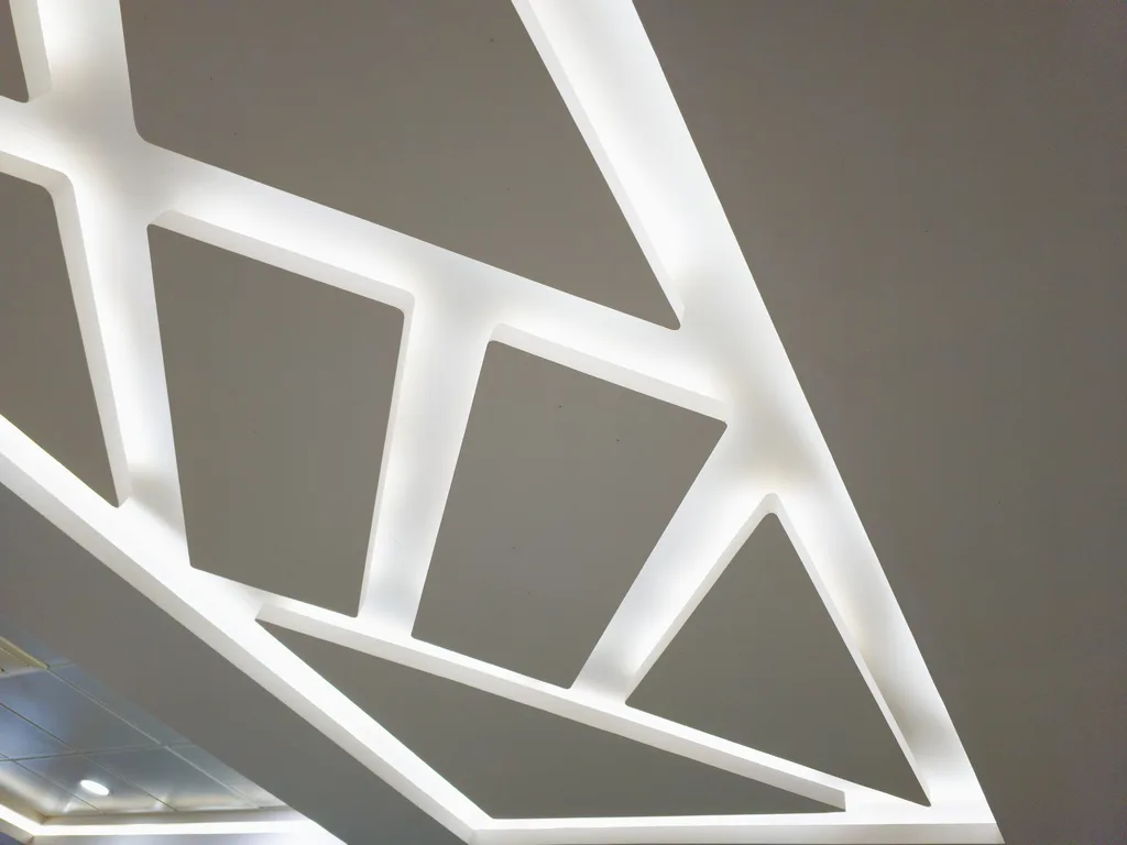 Custom drywall ceiling with built-in lighting
